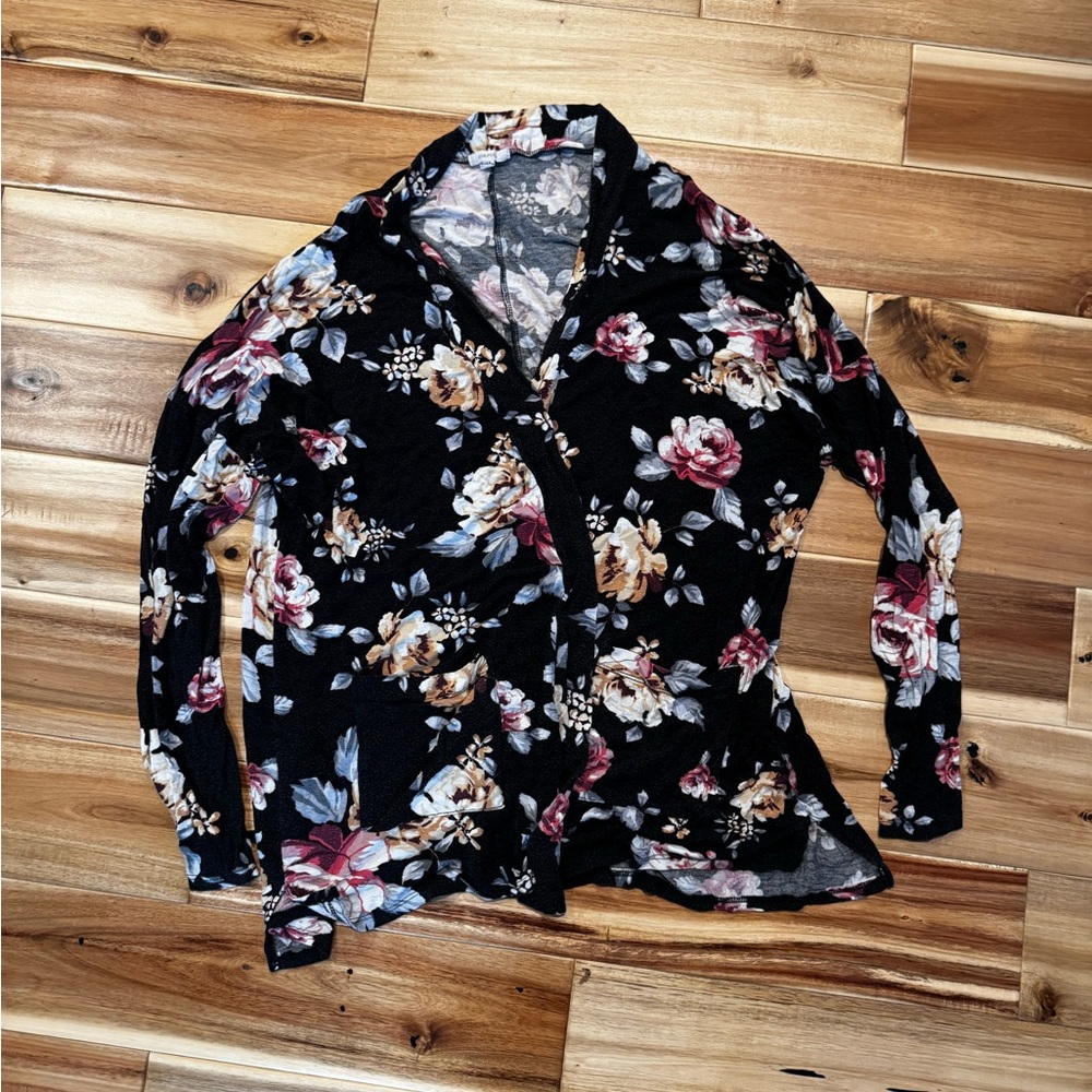 Black Floral Cardigan